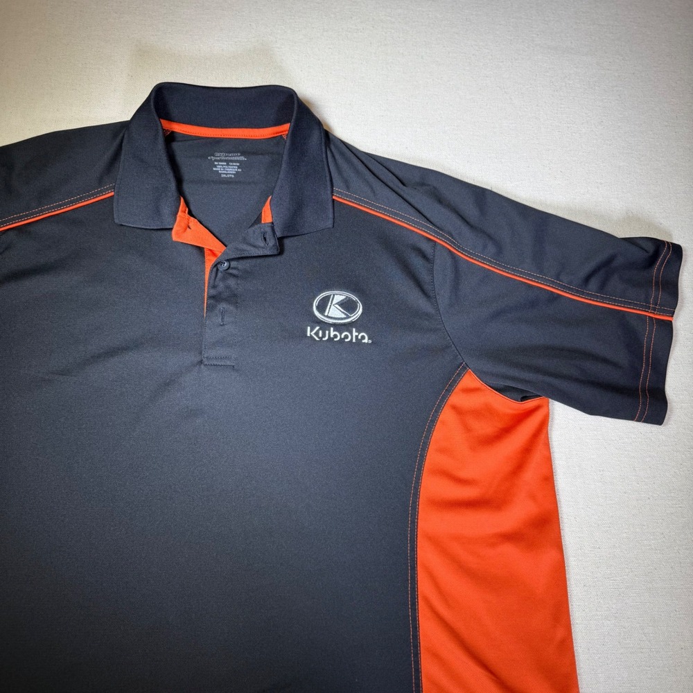 Kubota Polo Shirt Mens 2XL Black Orange Extreme Performance 85113